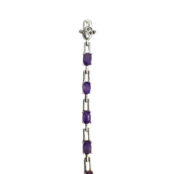 ROSS-SIMMONS .925 STERLING SILVER & Prong Set Genuine AMETHYST Tennis Bracelet 7 - Picture 6 of 7